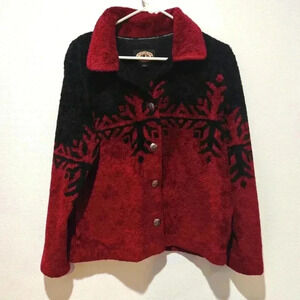 County Clothing Company Vintage Jacket Medium Button Up Snowflake 90s Novelty